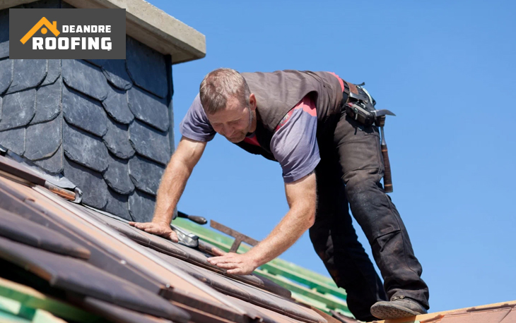Worker Installing Shingles